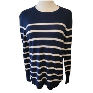 Banana Republic Dark Blue & White Lightweight Sweater Size Medium